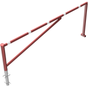Swing barrier | for casting in concrete, hot-dip galvanized and red coated with white reflecting rings | clear width: 3500 mm | for padlock